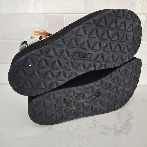 Teva Flatform Universal Velcro Sandals Sherbert Black Green Blue Coral Size 8 - Picture 6 of 8